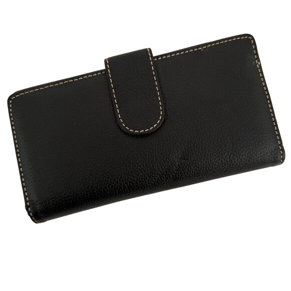 Mundi Black Genuine Leather Wallet Clutch Organizer Coin Pocket Card Slots - Picture 1 of 11